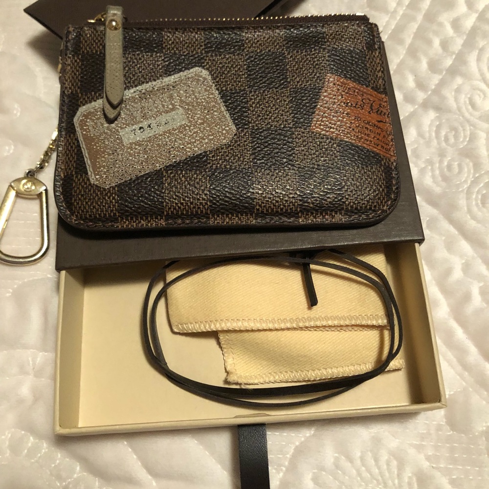 100% Louis Vuitton Poch.Clefs Damier Azur